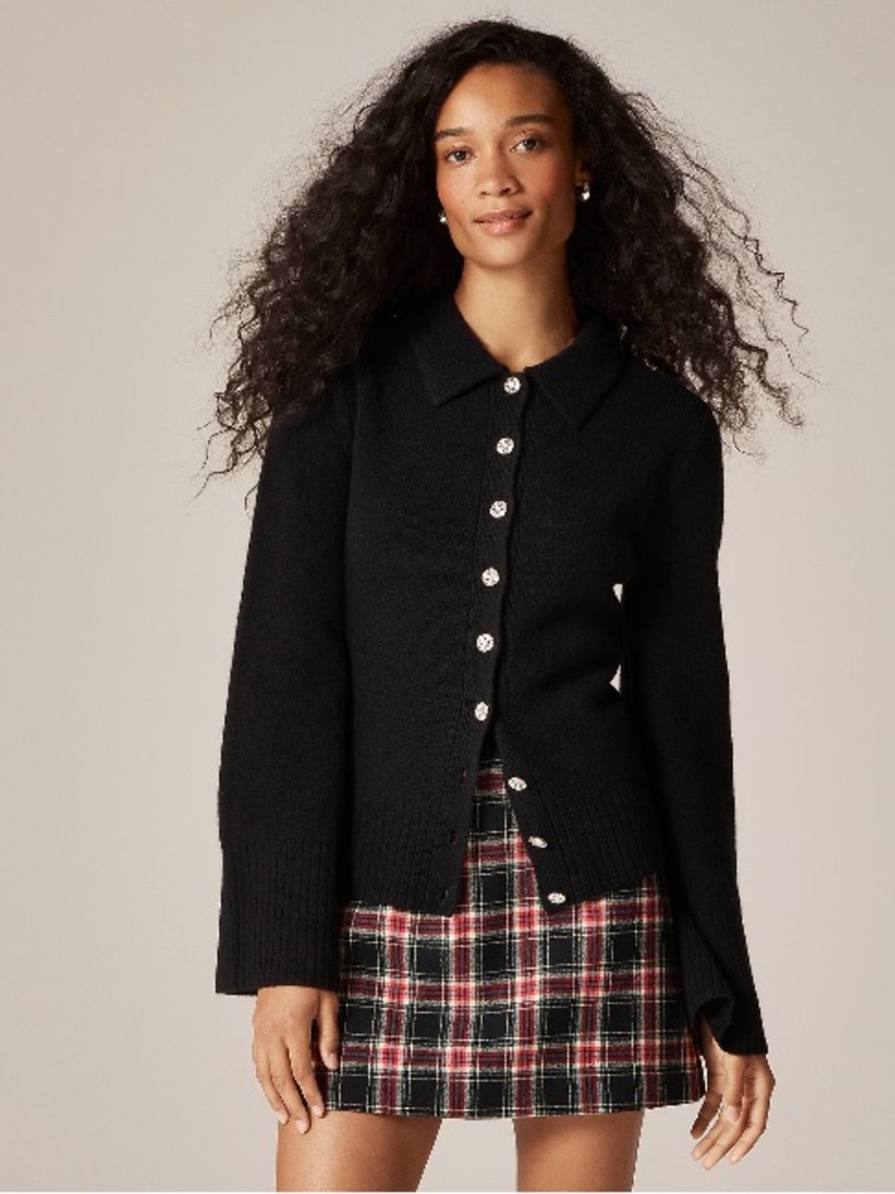 J.Crew Milano-stitch cinched-waist cardigan with embellished buttons CO602